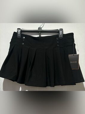Women’s Black Pleated Mini Skirt - Size L